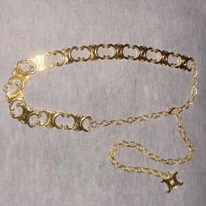 Gold tone Logo design Chain Waist Belt XXSmall-Medium - Adjustable & lightweight